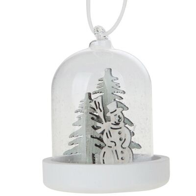 Deco dome pendant snowman 6.2x6.2x8cm