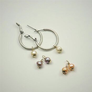 Créoles avec pendentifs en perles interchangeables 1