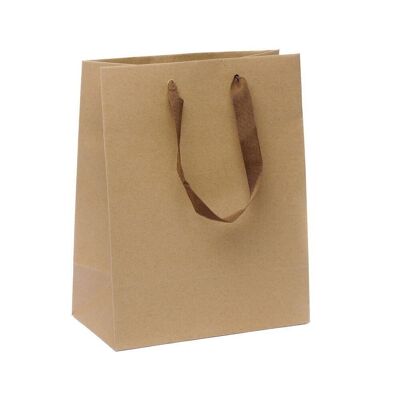 Cord carrier bags 18x10x22.7+4cm brown recycling