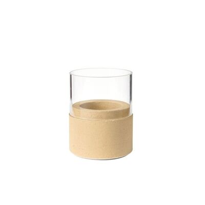 DUNI candle holder NEAT 75x68 mm sand with glass