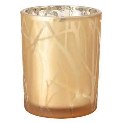 DUNI Candle Glass Shimmer 100x80mm Sand