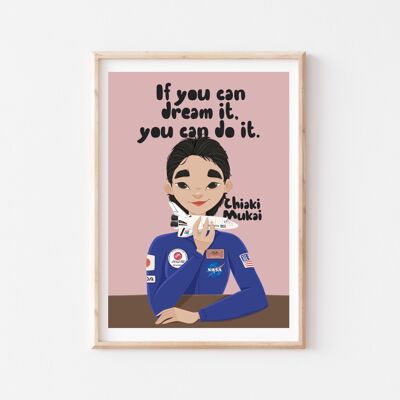 Arte de pared de astronauta femenino japonés de Chiaki Mukai