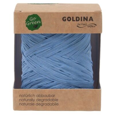 Ruban raphia biodégradable 10mm/50mètre bleu