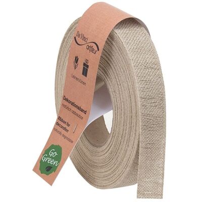 Linen ribbon biodegradable 25mm/20Meter Bascic nature