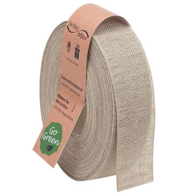 Linen ribbon biodegradable 40mm/20Meter Basic nature