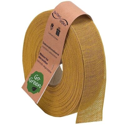 Linen ribbon biodegradable 40mm/20Meter Basic Curry