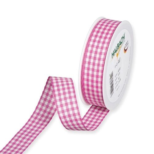 Geschenkband Landhaus kariert 25mm/25 Meter pink