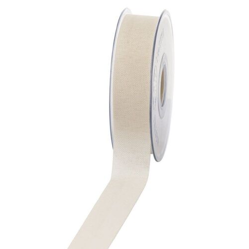 Geschenkband Leinenoptik 25mm 20Meter Creme