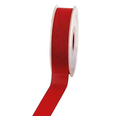 Gift ribbon linen look 25mm 20 meters red