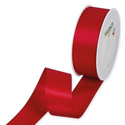 Ruban cadeau tissu 40mm / 50 mètres rouge