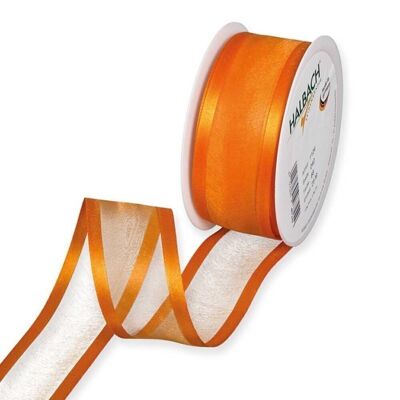 Ruban cadeau Chiffon Stripes 38mm/25Meter orange