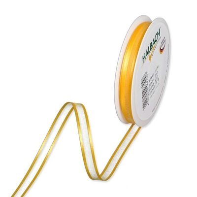 Geschenkband Chiffon Stripes 10mm/50Meter gelb