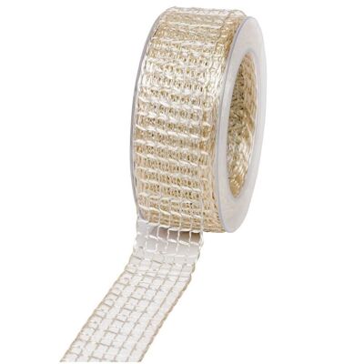 Geschenkband Gitter 40mm/20Meter creme