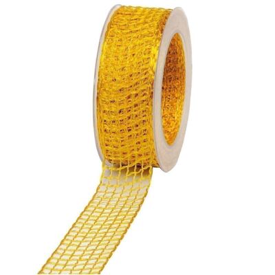 Gift ribbon grid 40mm/20 meters yellow