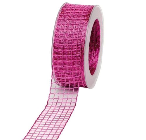 Geschenkband Gitter 40mm/20Meter pink