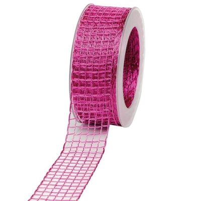 Gift ribbon grid 40mm/20meters pink