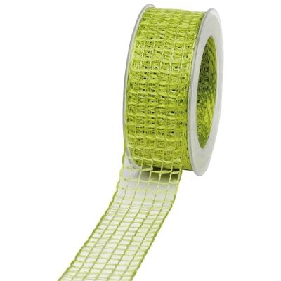 Gift ribbon grid 40mm/20meters light green