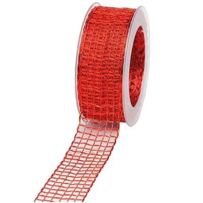 Gift ribbon grid 40mm/20 meters red