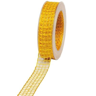 Gift ribbon grid 25mm/20 meters yellow