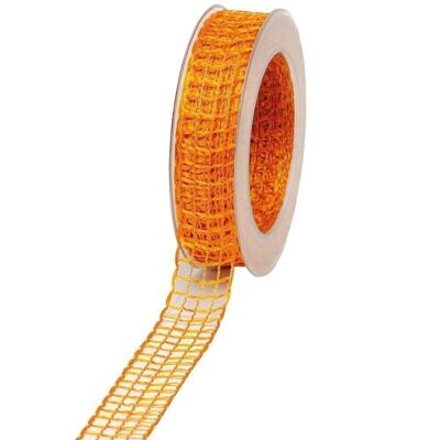 Gift ribbon grid 25mm/20meters orange