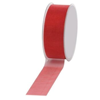 Ruban cadeau mousseline 40mm/50mètres rouge