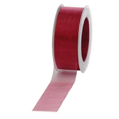 Gift ribbon chiffon 40mm/50meters bordeaux