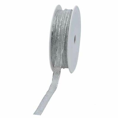 Gift ribbon transparent 10mm 25 meters silver