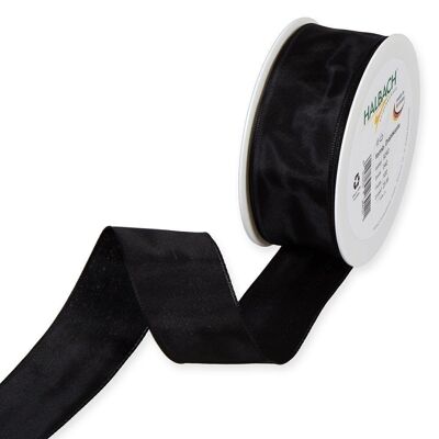 Gift ribbon fabric with wire 40mm/25 meters black