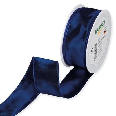 Gift ribbon fabric with wire 40mm/25 meters dark blue