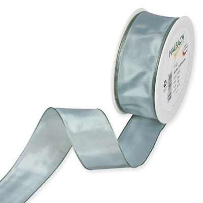 Gift ribbon fabric with wire 40mm/25 meters pastel green