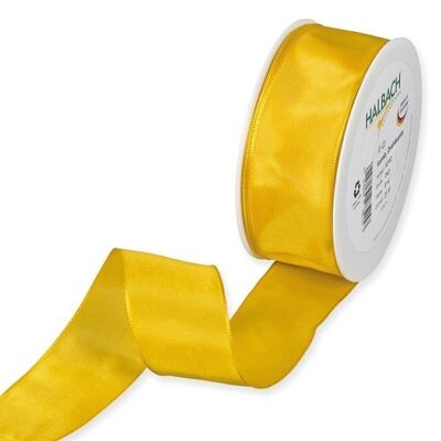 Ruban cadeau tissu avec fil 40mm/25 mètres jaune