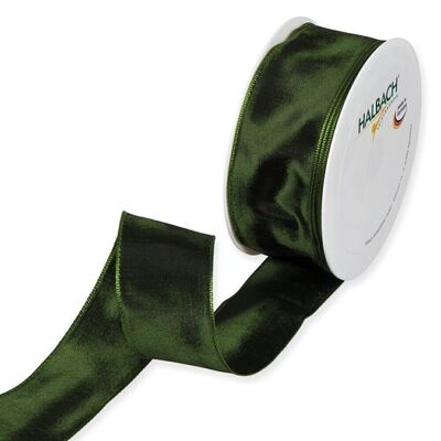 Gift ribbon fabric with wire 40mm/25 meters dark green