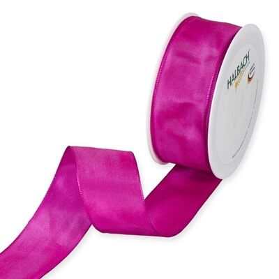 Gift ribbon fabric with wire 40mm/25 meters pink