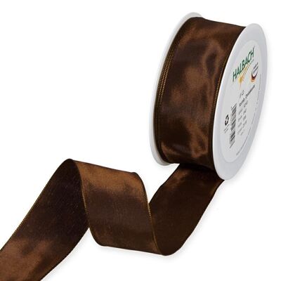 Gift ribbon fabric with wire 40mm/25 meters brown