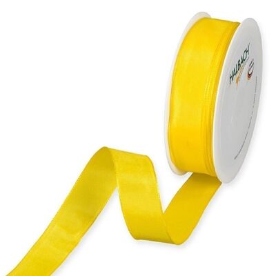 Gift ribbon fabric with wire 25mm/25 meters yellow
