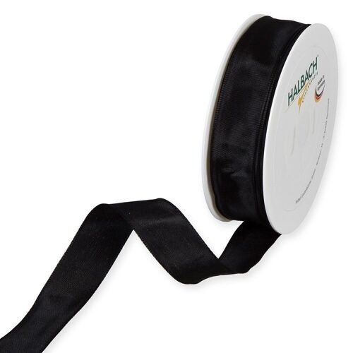 Geschenkband Stoff m. Draht 25mm/25Meter schwarz