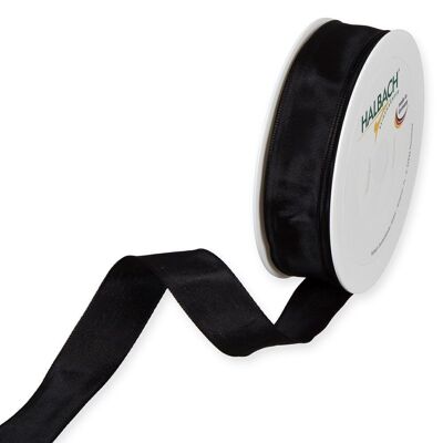Gift ribbon fabric with wire 25mm/25 meters black