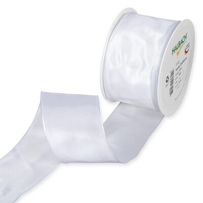 Gift ribbon fabric with wire 60mm/25 meters white
