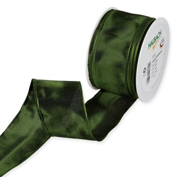 Ruban cadeau tissu avec fil 60mm/25 mètres vert foncé