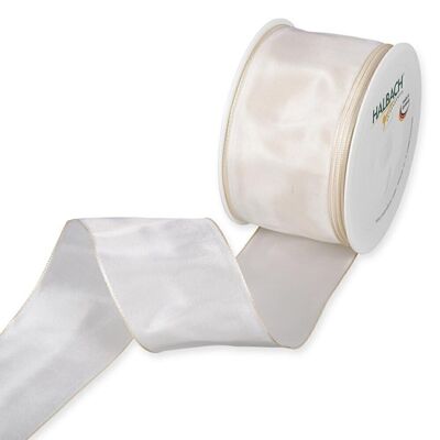 Gift ribbon fabric with wire 60mm/25 meters cream