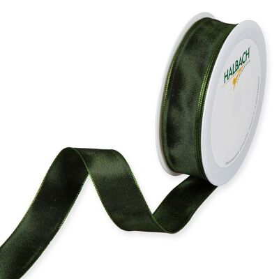 Gift ribbon fabric with wire 25mm/25meters dark green