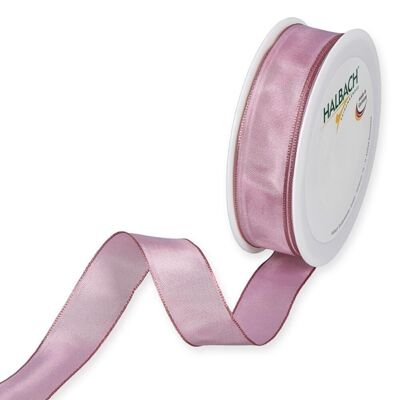 Ribbon fabric with wire 25mm/25meter old pink