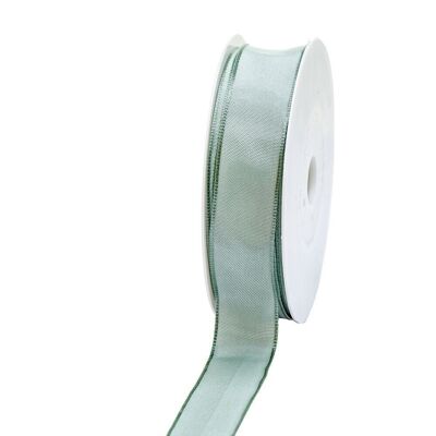 Ruban cadeau tissu avec fil 25mm/25mètres vert pastel