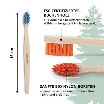 Brosse à dents pour enfants en bois de hêtre 1