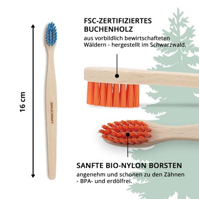 Cepillo de dientes para niños de madera de haya