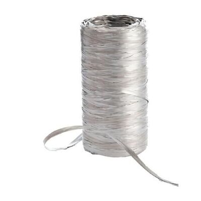 Raffia ribbon on a roll 200 meters silver