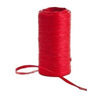 Raffia ribbon on a roll 200 meters red