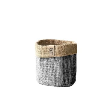 Sac en jute Ø 13 cm hauteur environ 13 cm gris