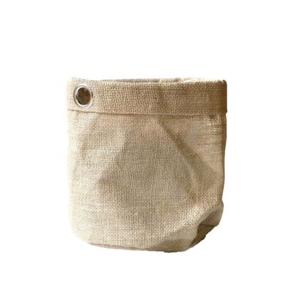 Jute bag with metal rings, Ø 15 cm, height approx. 15 cm, natural