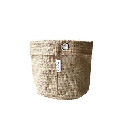 Jute bag with metal rings, Ø 13 cm, height approx. 13 cm, natural